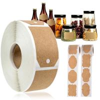 300Pcs/Roll Handmade DIY Label Scrapbooking Kraft Paper / Baking Sticker Decoration / Festival Wedding Gift Bag Sealing Jar Tag Envelope Blank Adhesive Label
