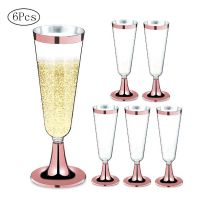 【CW】卍❃♞  6Pcs/Set Disposable Wine Glass Plastic Flutes Glasses Cocktail Goblet Wedding Supplies Bar Drink Cup 150ml