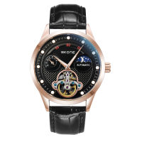 นาฬิกาโครงกระดูกเวลาชาย Tourbillon อัตโนมัติเข็มขัดของนาฬิกากลไกผู้ชาย