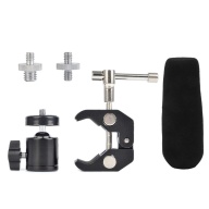 1 Set Super Clamp Mount Articulated Ball Head 1 4Inch-20 Thread Hole Head and 1 4Inch To 5 8Inch Convertion Screw & 1Pcs 12Cm Miniphone Foam Sponge Windscreen Cover Black thumbnail