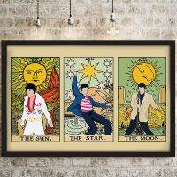 The Sun The Star The โปสเตอร์ดวงจันทร์ราชาแห่งร็อคผ้าใบวาดภาพซุปเปอร์สตาร์จิตรกรรมฝาผนังไพ่ทาโรต์ตลก0706