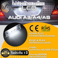 1คู่ Audi A3 A4 A8 ไฟส่องป้ายทะเบียน LED 6000K - ไฟขาวสวยงาม ; ติดตั้งง่าย + รับประกัน 1 ปี ; โคมไฟ​ทะเบียน​ Audi A3 8L A4 B5 8D A8 D3 4E - MixITMax