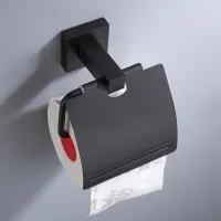 Space Aluminum Toilet Roll Paper Holder Black Kitchen Tower Holder Self Adhesive Wall Mounted Bathroom Tissue Rack Decoration Toilet Roll Holders