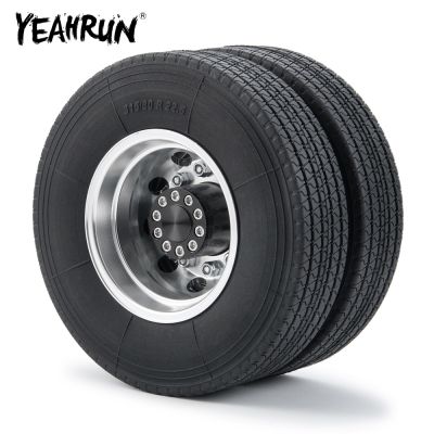 YEAHRUN Metal Alloy Rear Wheel Hub Rims with 22mm/25mm Width Rubber Tires for 1/14 Tamiya RC Trailer Tractor Truck Car Parts