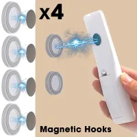 4 Pairs Wall Mount Magnetic Hooks Remote Control Holder Router Sockets Magnet Hooks Keys Anti-Lost Holder Home Office Storage