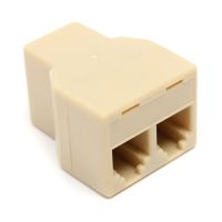 1 to 2 Female RJ11 Telephone Phone Jack Line Y Splitter Adapter Connector Beige Best Promotion