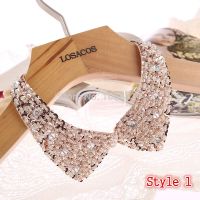 【DT】hot！ 8 Styles Fashion women Sequined beaded knitted cloth Fake collar Choker Necklaces accessories U choose