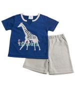 Best Kids Giraffe Safari Collection ชุดเด็ก เสื้อผ้าเด็ก คอกลม สองชิ้นเสื้อกางเกง ลายสัตว์น่ารัก ยีราฟ