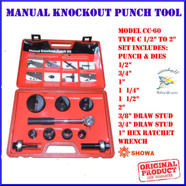 Showa Knockout Punch Tool Set 1/2 inch to 2 inches Knock Out Punch