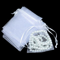 【COD&amp;Ready Stock】25/50pcs Christmas Favor Jewelry Packing White Pouches Drawstring Pocket Organza Gift Bags