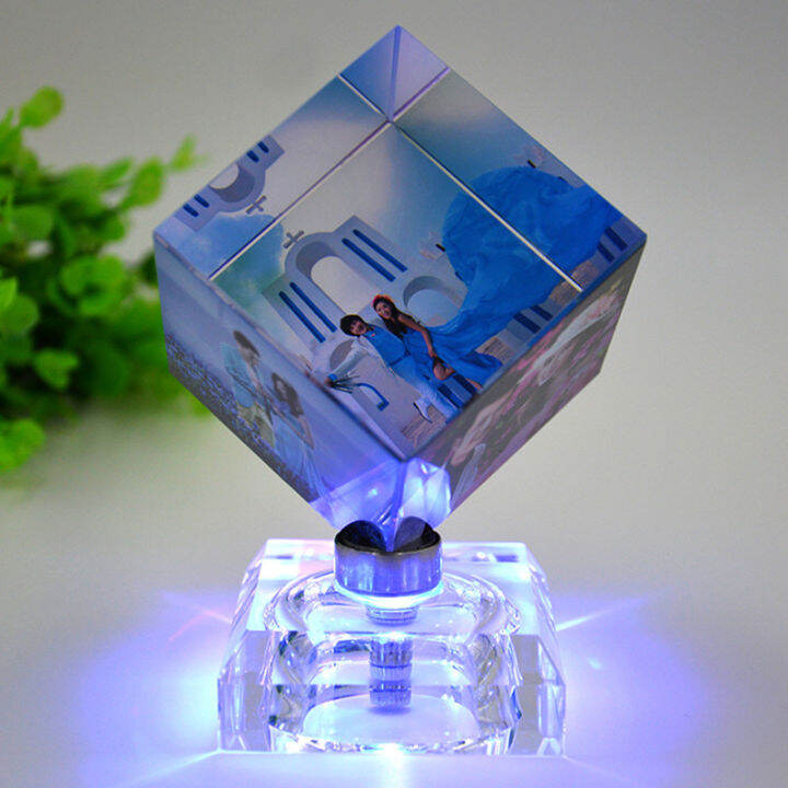 diy-rotating-square-shaped-crystal-photo-frame-customized-color-printing-picture-frames-glass-personalized-gleamy-gifts