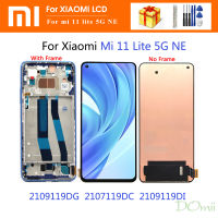 6.55 "100% AMOLED ของแท้สำหรับ Xiaomi Mi 11 Lite 5G NE 2107119DC แอลซีดี2109119DG ประกอบดิจิไทเซอร์หน้าจอสัมผัสจอแสดงผล