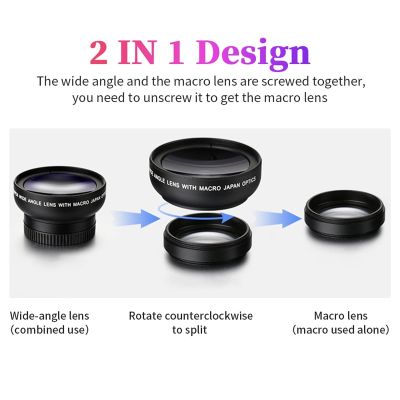 Phone Lens kit 0.45x Super Wide Angle & 12.5x Macro Micro Lens HD Camera Lentes for iPhone 6S 7 Xiaomi more cellphones