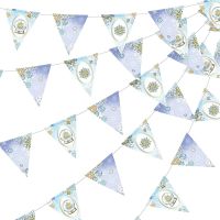 Wonderland Frozen Snowflake Happy Birthday Banner Decorations Paper Snow Circle Garlands Christmas Party Hanging Triangle Flags