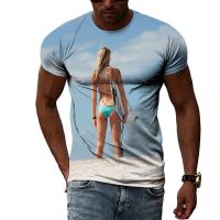 Hawaiian Shirt Man 3D Funny Printed T-Shirt Mens  Summer Surfing fitness Loose Short Sleeve Tshirts Casual Tops Quick Dry