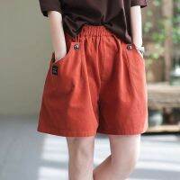 【มีไซส์ใหญ่】Plus Size Womens Full Cotton Summer Shots Elastic Waist Solid Color Straight Hot Shorts