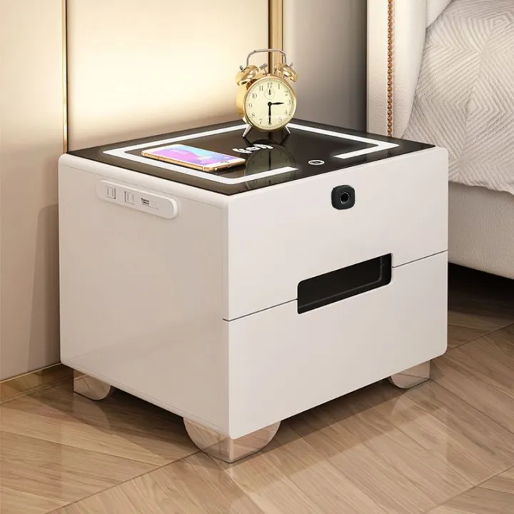 Smart bedside table simple modern multifunctional with light wireless