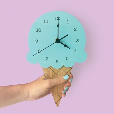 Ice Cream Clock Ins Nordic Household Cartoon Silent Clock Wall Decoration Childrens Room Clock Soft Decoration Clock Wall