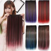 24Inch Synthetic Long Straight Ponytail One Piece Clip in Hair Extension Coloful Hairpiece for Women