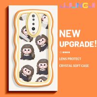 Jjlingji เคสสำหรับ Xiaomi POCO X2 POCO F2 Redmi เคส K30ตลกแฟชั่นเด็กผู้หญิงดีไซน์ใหม่สีครีมขอบคลื่นปลอกโปร่งใสลายกล้องถ่ายรูปเคสมือถือกันกระแทกแบบใสนุ่มเรียบง่ายอ่อนโยนป้องกัน