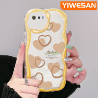 YIWESAN เคสสำหรับ Realme C2 C2S เคส A1K OPPO เคสลายการ์ตูนแฟชั่นแนวรักขอบคลื่นเนื้อครีมน่ารักปลอกซิลิโคนนิ่มเคสโทรศัพท์โปร่งใสกันกระแทกป้องกันเลนส์กล้องเคสใส