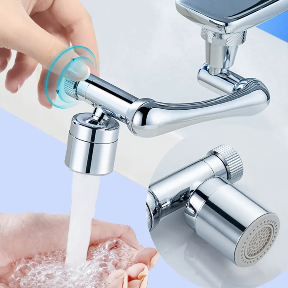 High Quality】1440 ° Rotary Multi-Function Expansion Valve, YRAKOZIN Filter  Accessory Faucet, 1080 ° Foam Faucet, Kitchen Double Water Outlet Silver