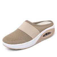 Atikota Womens 2021 Summer Slip Ons sandal Large Size Thick-soled Air Cushion Mesh Breathable Half Slippers for Women