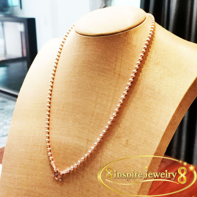 Inspire Jewelry ,สร้อยคอเม็ดอิตาลีลายเม็ดมะยม pink gold ใส่จี้ขนาดใหญ่ได้ (ขนาดเม็ด 3 มิล) สวยหรู คงทน
