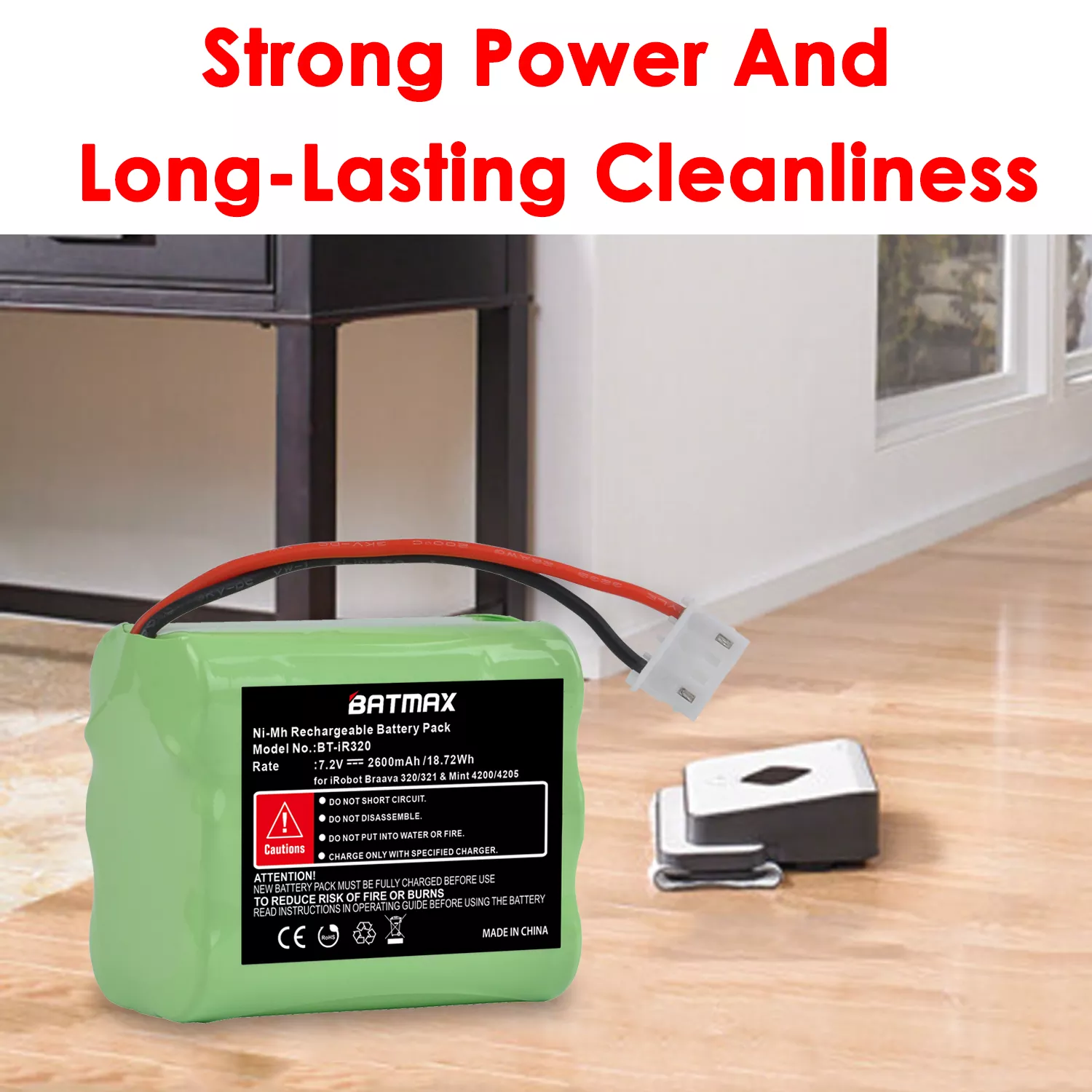 EXTENSILO batteria compatibile con iRobot Braava Jet M6134, 245, 244