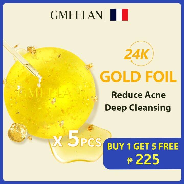 ♘GMEELAN 24K Gold Whitening Soap Effective Facial Body Wash Beauty Soap