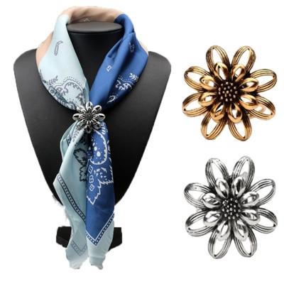Vintage Womens Flower Shawl 3 Rings Buckle Scarf Clip Pin Jewelry Headbands