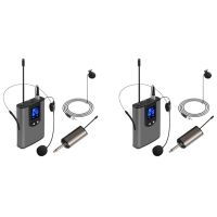 2X UHF Portable Wireless Headset/ Lavalier Lapel Microphone with Bodypack Transmitter and Receiver 1/4 Inch Output