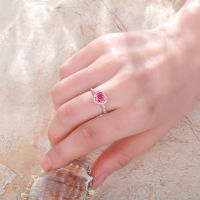 อารมณ์สีชมพูรูปหัวใจ Love พลอยสีชมพูแหวนปรับขนาดได้ Lady แฟชั่นแหวนเพชรหัวใจแหวนประดับ