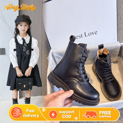 รองเท้าบูทเด็กผู้หญิงฤดูใบไม้ร่วงบุขนสไตล์เกาหลีรองเท้าเด็กรองเท้ามาร์ตินรองเท้าบูทผ้าฝ้ายเด็ก HDS756