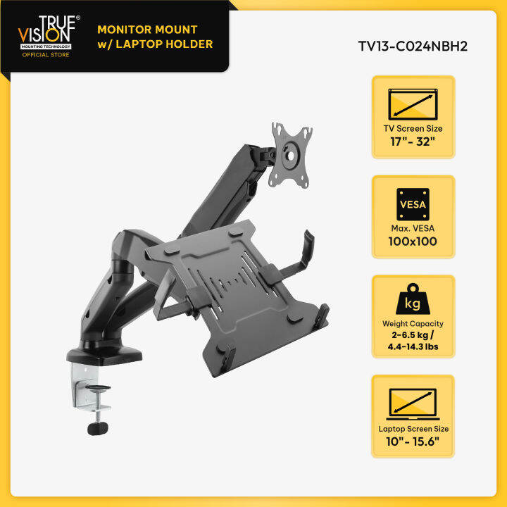 True Vision Dual Counterbalance Monitor Stand and Laptop Holder TV13