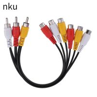 Nku 0.25m Audio Video Extension Cable 3 RCA Male Jack To 6 RCA Female Adapter AV Splitter Cable for TV DVD Player Projector Cables