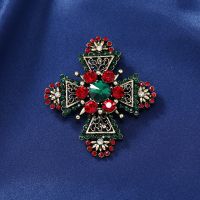 muylinda Baroque Cross Brooch Pin Metal Big Red Rhinestone Brooches For Women Vintage Pins Clothes Scarf Clip Jewelry Headbands