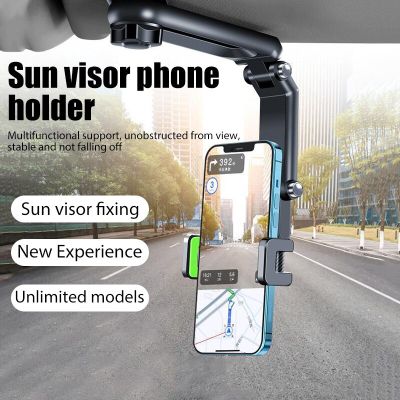 Telephone Car Holder 360 Degree Rotating Stand Rearview Mirror GPS Navigation Auto Phone Support Multifunctional Phone Holder Car Mounts