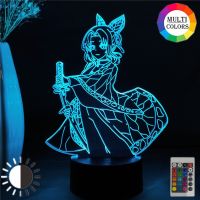 Anime Demon Slayer Kochou Shinobu Figure Led 3D Night Light Manga Figurine Table Lamp Child Kids Gift Bedroom Decor Nightlight Ceiling Lights