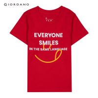 GIORDANO เสื้อยืดเด็กคอกลมแขนสั้น Juniors SMILEY Printed Tee เสื้อยืด เก็บ เสื้อยืดคอกลมผ้าฝ้าย