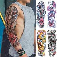 Large Size Waterproof Temporary Tattoo Stickers Prajna Demon Koi Dragon Flash Tatoo Man Body Art Transferable Fake Sleeve Tatto Stickers