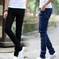 【CC】✙﹊☼  Mens Small Foot Stretch Baggy Jeans Straight Korean Fashion Stain Resistant Denim Pants Streetwear Men