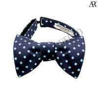 ANGELINO RUFOLO Bow Tie Tying(โบว์หูกระต่ายแบบผูกเอง) ผ้าไหมทออิตาลี่คุณภาพเยี่ยม ดีไซน์ Polka Dot สีกรมท่า/สีเลือดหมู/สีดำ