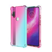 Moto One Hyper Gradient Half Transparent Phone Case For Moto One Hyper Ultra Rainbow Airbag Shockproof Protective Cover Funda