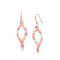 ต่างหูทองคำแท้ 14k สีโรสโกล รูปทรงFreeform Spiral Motif 14k Rose Gold Freeform Spiral Motif Drop Earrings (พรีออเดอร์ pre-order ทัก chat ก่อนสั่ง)