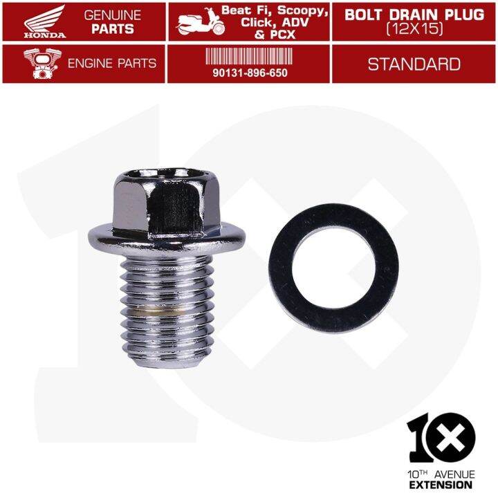 10thX HONDA Drain Plug 12X15 Part No.90131896650 for Fi Click ADV PCX