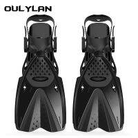 OULYLAN ว่ายน้ำดำน้ำยาว Submersible Fins ผู้ใหญ่แบบพกพา Scuba ซิลิโคนดำน้ำดูปะการังอุปกรณ์กีฬาทางน้ำ Dive Flippers