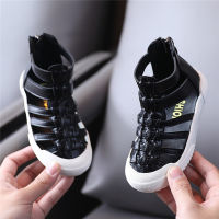 20212021 New Summer Childrens Sandals Genuine Leather High-help Hollow Out Wrap Toe Fashion Kids Girls Sandals 21-30