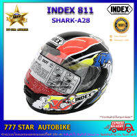 หมวกกันน็อค INDEX 811 ใหม่ 2019  ลาย A28 SHARK (size L: 57-59 cm.) จำนวน 1 ใบ **ของแท้**