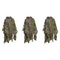 3X Camo 3D Leaf Cloak Yowie Ghillie Breathable Open Poncho Type Camouflage Birdwatching Poncho Suit